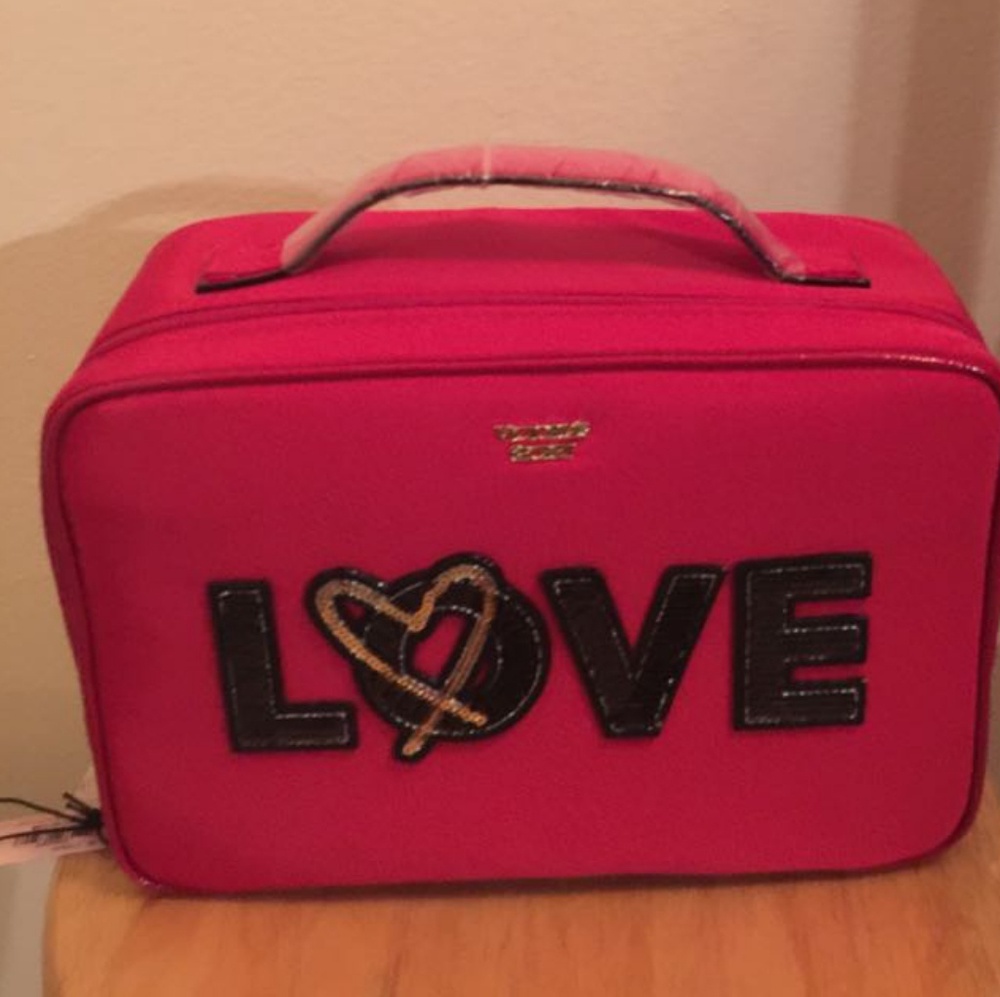 Victoria's Secret Red "LOVE" Applique Makeup Case